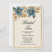 Blauwgouden bloemenbruids theekransje Vrijgezellen Kaart (Voorkant)