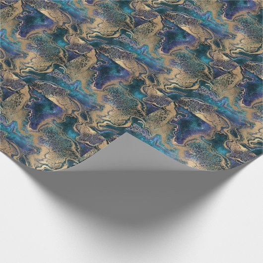 Blauwgouden marmering: abstracte achtergrond. cadeaupapier (Hoek)