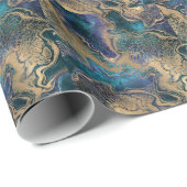 Blauwgouden marmering: abstracte achtergrond. cadeaupapier (Rol Hoek)