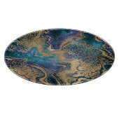 Blauwgouden marmering: abstracte achtergrond. snijplank (Hoek)