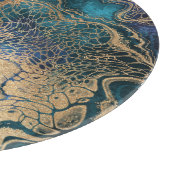 Blauwgouden marmering: abstracte achtergrond. snijplank (Hoek)