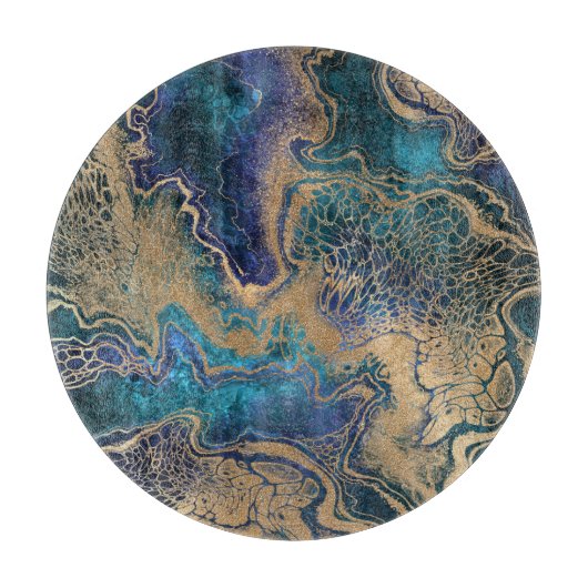 Blauwgouden marmering: abstracte achtergrond. snijplank (Voorkant)