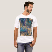 Blauwgouden marmering: abstracte achtergrond. t-shirt (Voorkant volledig)