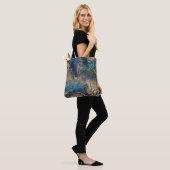 Blauwgouden marmering: abstracte achtergrond. tote bag (Op model)