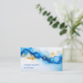 Blauwgouden Waterverf | QR-code-Visitekaartje Visitekaartje (Staand voorkant)