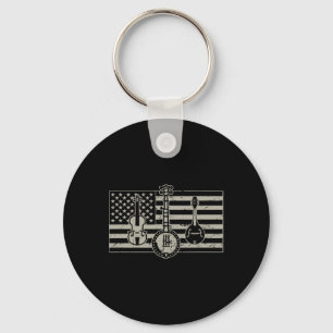 Blauwgr Amerikaanse Vlag Gitaar Banjo Mandoline Sleutelhanger