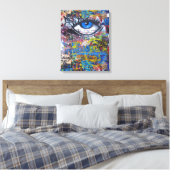 Blauwgraffiakoorts Canvas Afdruk (Insitu (Slaapkamer))