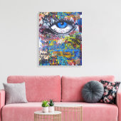 Blauwgraffiakoorts Canvas Afdruk (Insitu (Woonkamer))