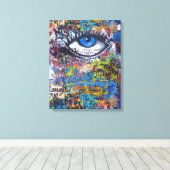 Blauwgraffiakoorts Canvas Afdruk (Insitu (Houten vloer))