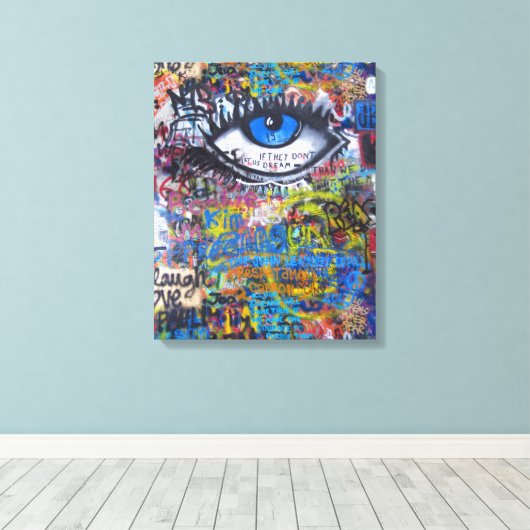 Blauwgraffiakoorts Canvas Afdruk (Insitu (Houten vloer))