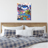 Blauwgraffiakoorts Canvas Afdruk (Insitu (Slaapkamer))
