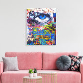Blauwgraffiakoorts Canvas Afdruk (Insitu (Woonkamer))