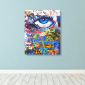 Blauwgraffiakoorts Canvas Afdruk (Insitu (Houten vloer))