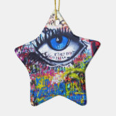 Blauwgraffiakoorts Keramisch Ornament (Links)