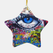 Blauwgraffiakoorts Keramisch Ornament (Achterkant)