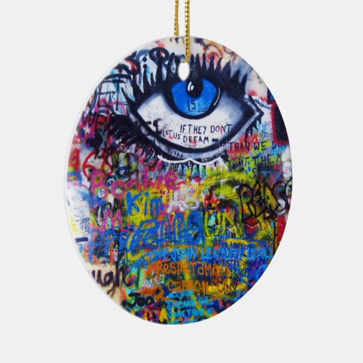 Blauwgraffiakoorts Keramisch Ornament (Rechts)