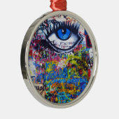 Blauwgraffiakoorts Metalen Ornament (Rechts)