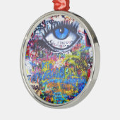 Blauwgraffiakoorts Metalen Ornament (Links)