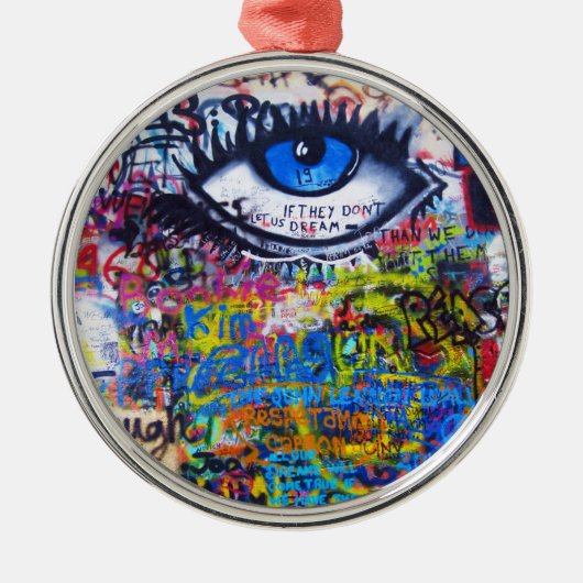 Blauwgraffiakoorts Metalen Ornament (Voorkant)