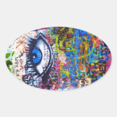 Blauwgraffiakoorts Ovale Sticker (Voorkant)