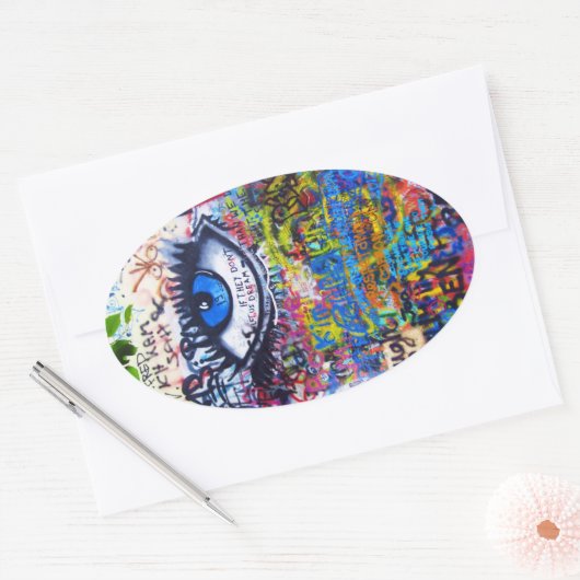 Blauwgraffiakoorts Ovale Sticker (Envelop)