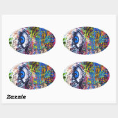 Blauwgraffiakoorts Ovale Sticker (Vel)