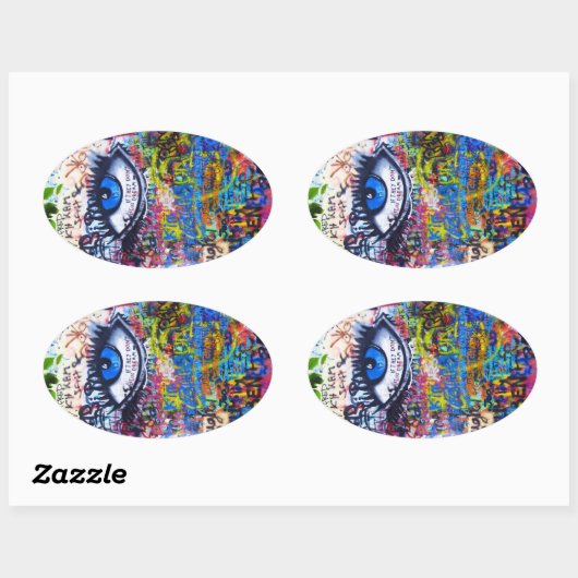 Blauwgraffiakoorts Ovale Sticker (Vel)