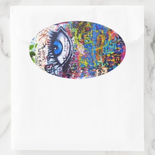 Blauwgraffiakoorts Ovale Sticker (Tas)