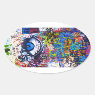 Blauwgraffiakoorts Ovale Sticker