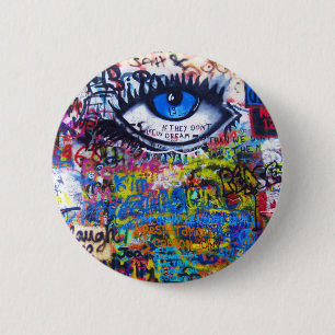 Blauwgraffiakoorts Ronde Button 5,7 Cm