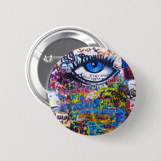 Blauwgraffiakoorts Ronde Button 5,7 Cm (Voorkant /achterkant)