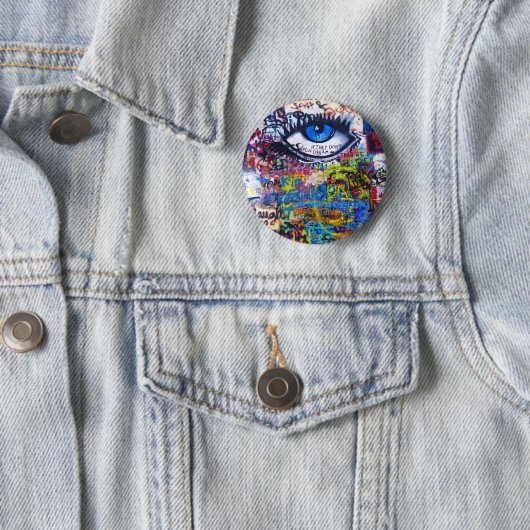 Blauwgraffiakoorts Ronde Button 5,7 Cm (In situ)