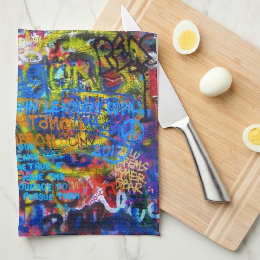 Blauwgraffiakoorts Theedoek (Quarter Fold)