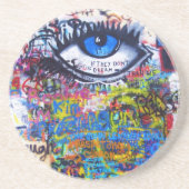 Blauwgraffiakoorts Zandsteen Onderzetter (Voorkant)