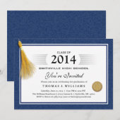 Blauwgrensdiplomaat met Tassel Afstuderen Invite Kaart (Voorkant / Achterkant)