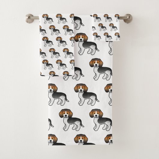 Blauwgrijpend Beagle Cute Cartoon Dog Patroon Bad Handdoek (Insitu)