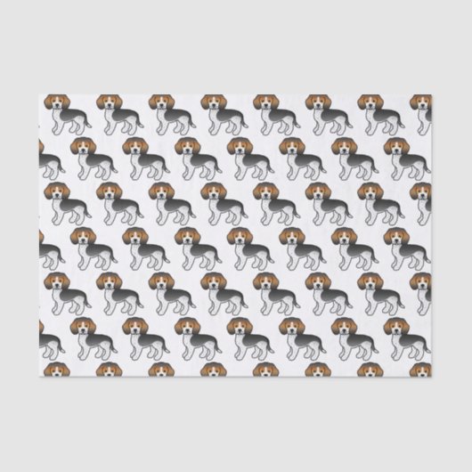 Blauwgrijpend Beagle Cute Cartoon Dog Patroon Tissuepapier (Voorkant)
