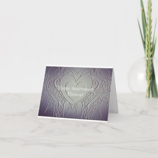 Blauwgrijs 1e Jubileum Feestdagen Kaart (Voorkant)