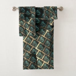 Blauwgrijs baksteeneffect, onder donkere vlekken i bad handdoek