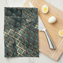 Blauwgrijs baksteeneffect, onder donkere vlekken i theedoek