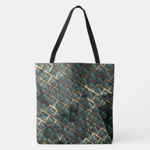 Blauwgrijs baksteeneffect, onder donkere vlekken i tote bag