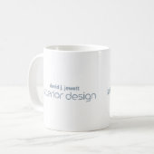 Blauwgrijs Eenvoudig Interieurontwerp Logo Koffiemok (Voorkant links)