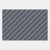 Blauwgrijs en houtskool met vijf stripe patronen inpakpapier vel (Voorkant 2)