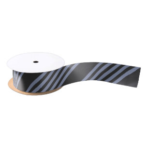 Blauwgrijs en houtskool met vijf stripe patronen satijnen lint