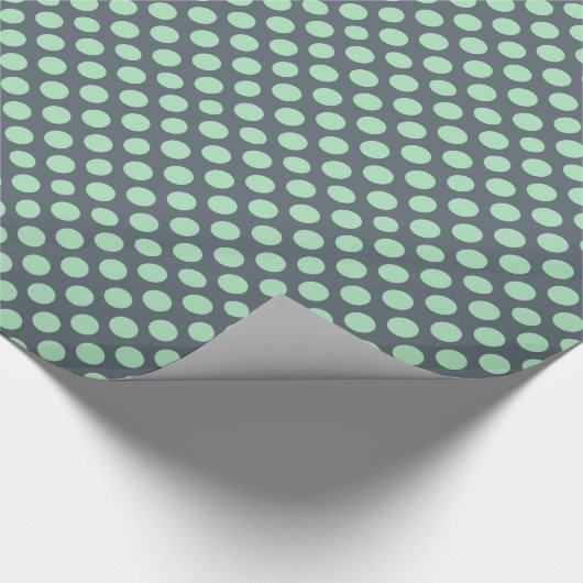 Blauwgrijs en Mint Polkadot Pattern Cadeaupapier (Hoek)
