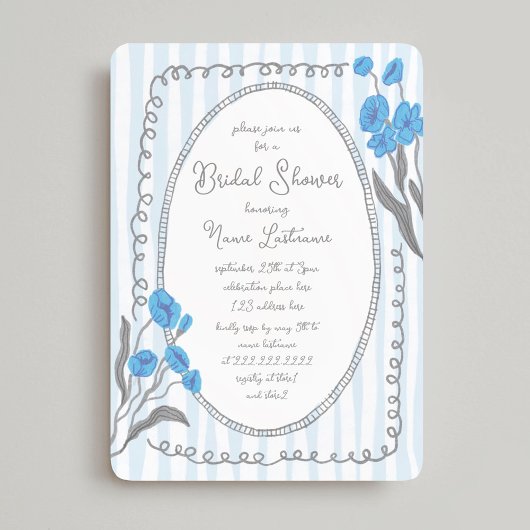 Blauwgrijs grillig handgeschilderd Vrijgezellenfee Kaart