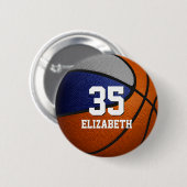 Blauwgrijs kinder basketbal team kleuren ronde button 5,7 cm (Voorkant /achterkant)