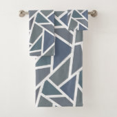 Blauwgrijs mozaïekpatroon bad handdoek (Insitu)