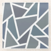 Blauwgrijs mozaïekpatroon glazen onderzetter (Voorkant)