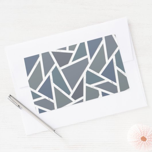Blauwgrijs mozaïekpatroon rechthoekige sticker (Envelop)